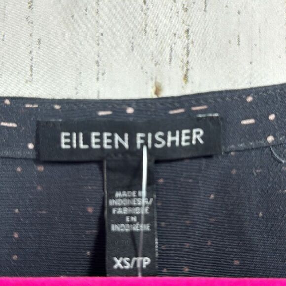 Eileen Fisher Gray Tencell Blend Morse Code Shift Short Sleeve Lightweight Dress - Picture 6 of 13